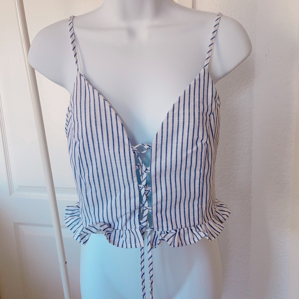 Affection size small free people asos cami lace up top ruffles NWOT
